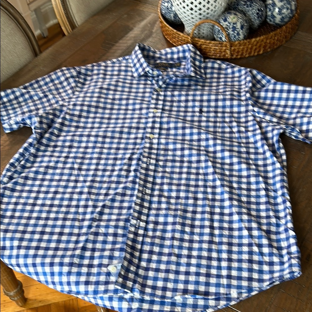 Ralph Lauren Blue and White Casual Button Down Shirt NWOT